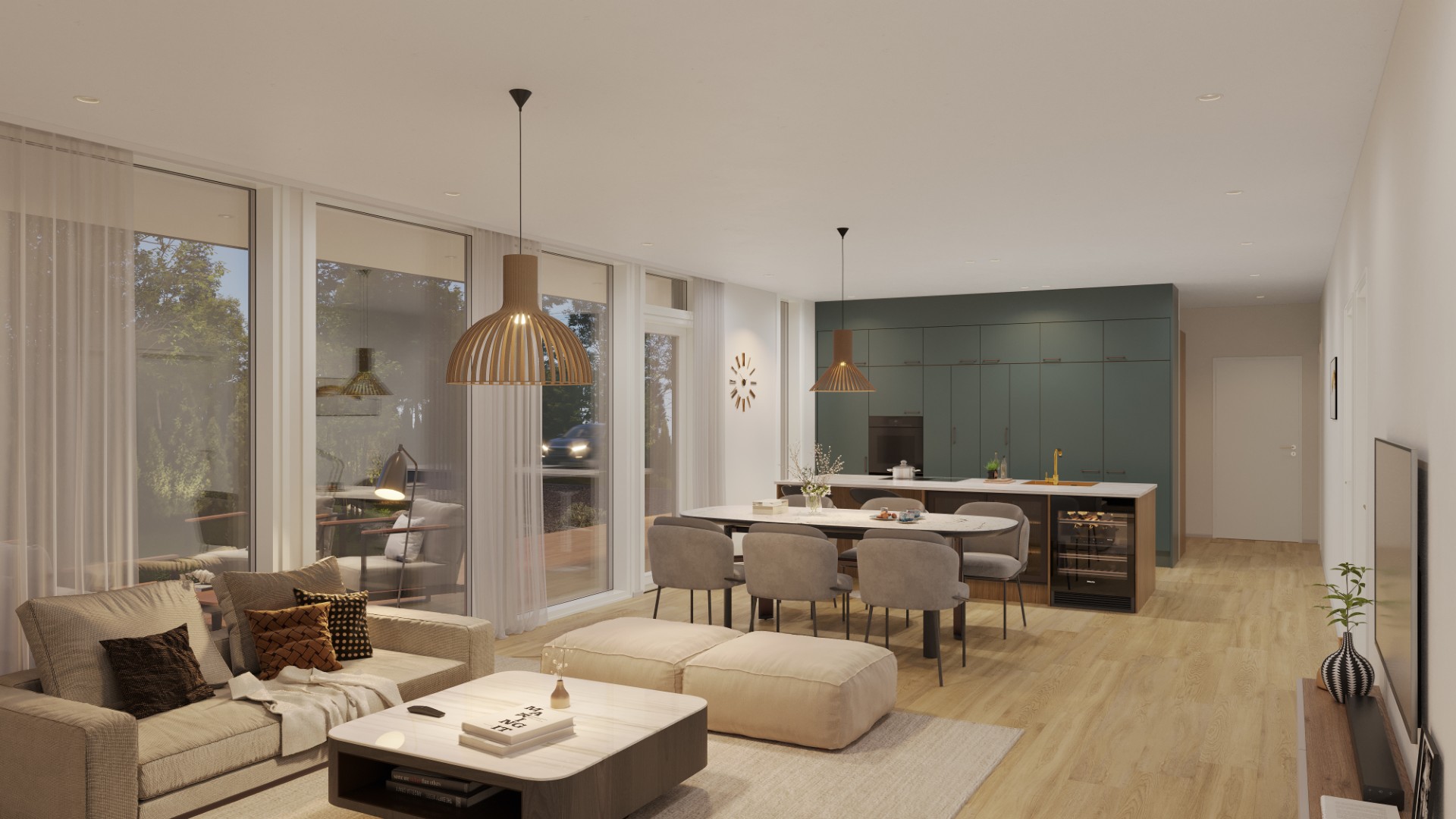 Keittiö ja olohuone